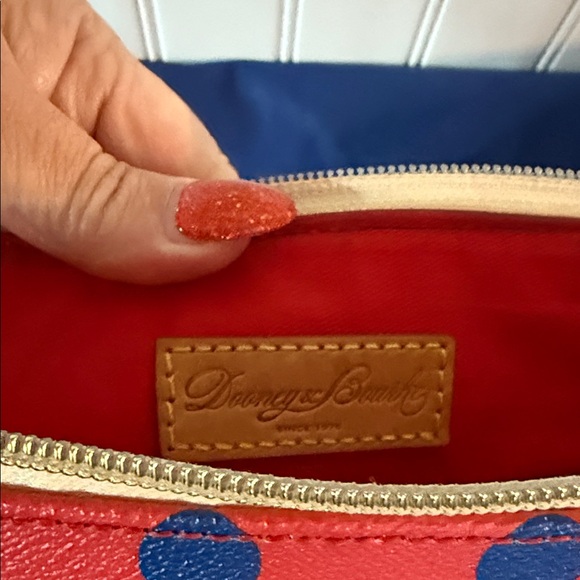 Dooney & Bourke Red and Blue Polka Dot Tote with dust bag - Picture 12 of 12